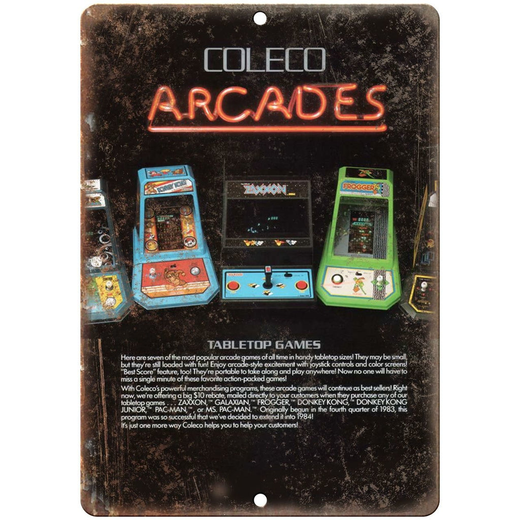 1983 Coleco Mini-Arcade Tabletop Games 10" x 7" Reproduction Metal Sign