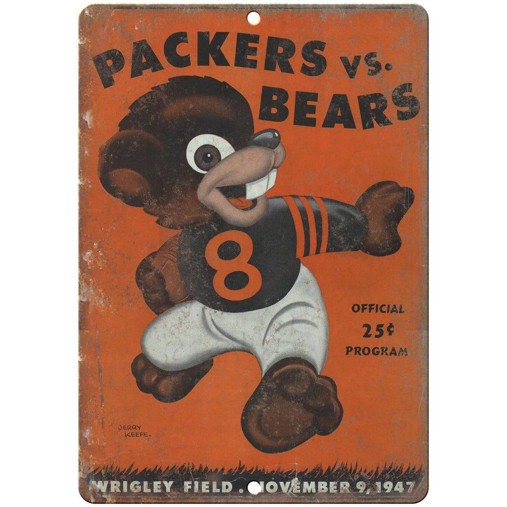 1947 Green Bay Packers vs Chicago Bears 10" x 7" Vintage Look Mancave Metal Sign