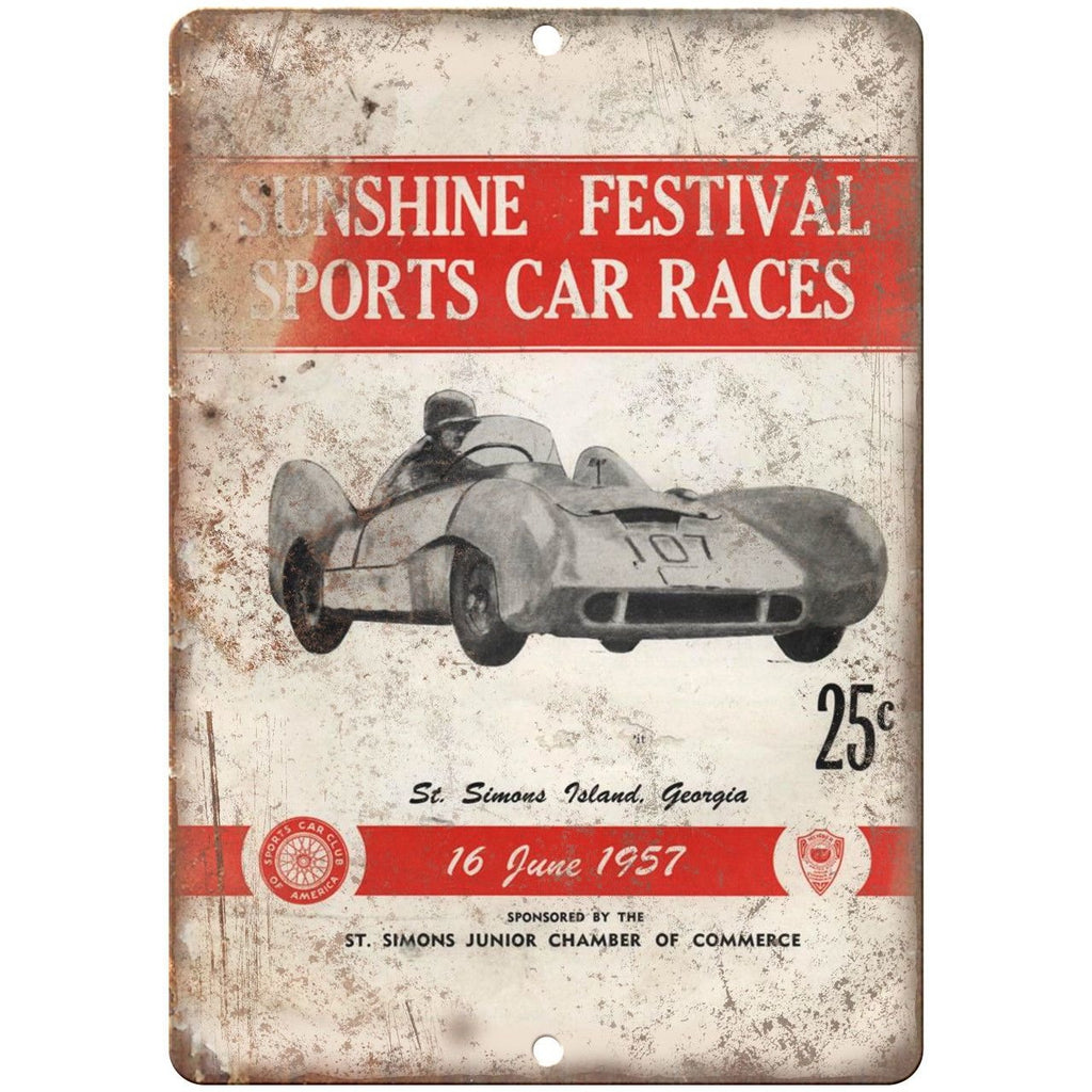 1957 Sunshine Festival Sports Car Races 10" X 7" Reproduction Metal Sign A659