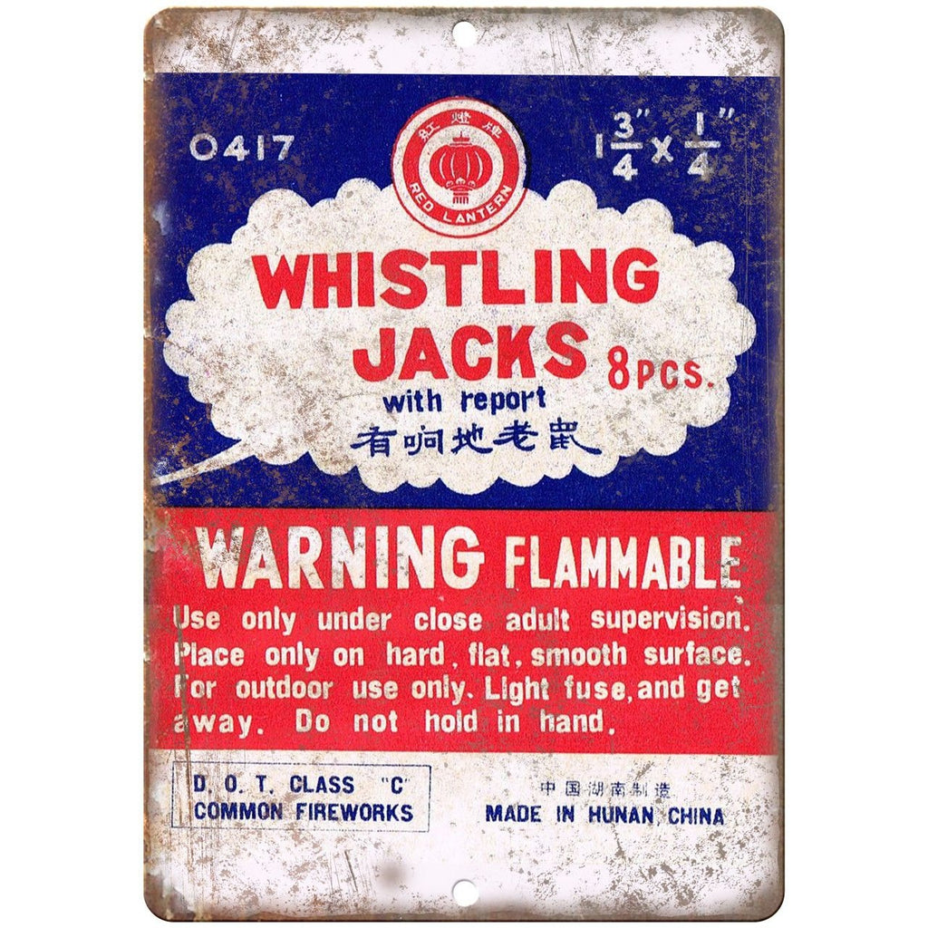 Whistling Jacks Fireworks Package Art 10" X 7" Reproduction Metal Sign ZD44