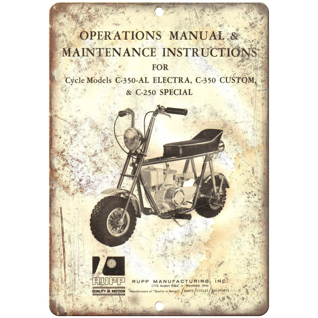 Rupp Trail Bike Kart Instruction Cover Art 10" x 7" Reproduction Metal Sign A334