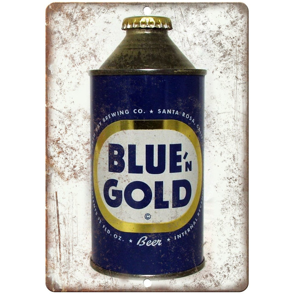 Blue N' Gold Vintage Beer Can 10" X 7" Reproduction Metal Sign E173