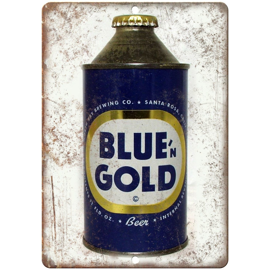 Blue N' Gold Vintage Beer Can 9" x 12" Reproduction Metal Sign E173