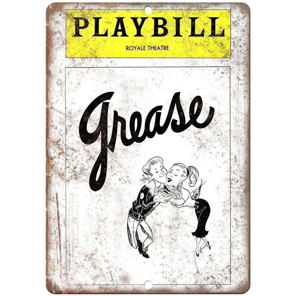 Grease Playbill Royale Theatre 10" X 7" Reproduction Metal Sign ZH184
