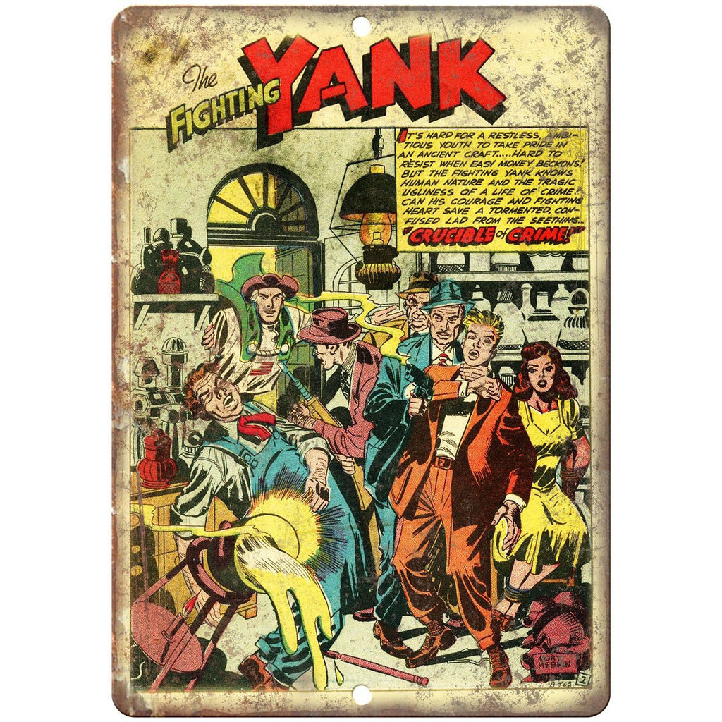 The Fighting Yank Comic Book Cover Ad 10" x 7" Reproduction Metal Sign J637