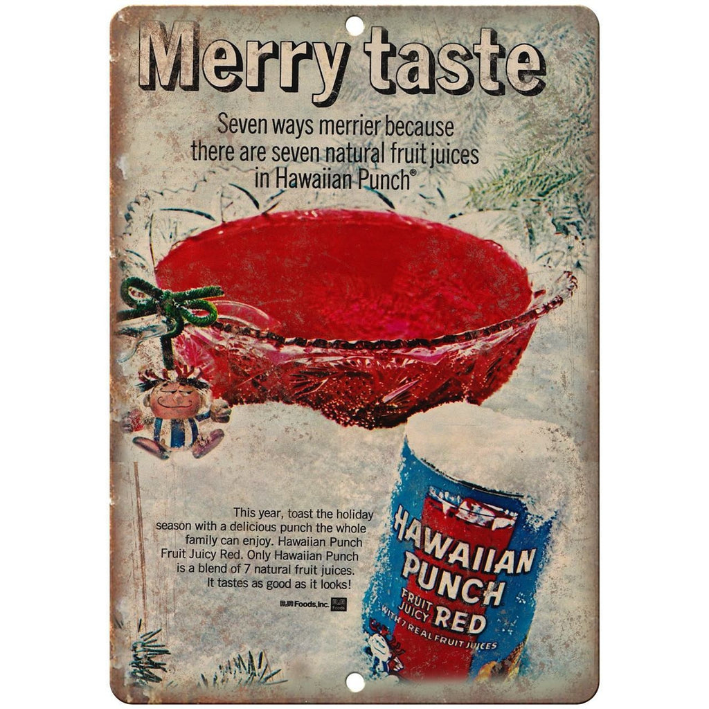 Hawaiian Punch Fruit Juice Red Vintage Ad 10" X 7" Reproduction Metal Sign N138