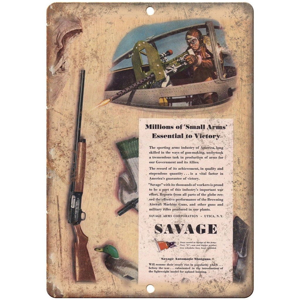 Savage Automatic Shotguns Small Arms Ad 10" x 7" Reproduction Metal Sign