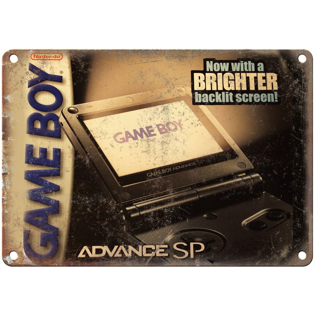 Game Boy Advance SP Box Art Retro Gaming 10" x 7" Reproduction Metal Sign