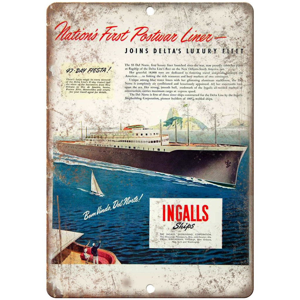 Ingalls Ships Vintage Boat Ad 10" x 7" Reproduction Metal Sign L57
