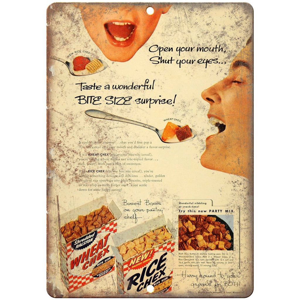 Rice Chex Wheat Chex Vintage Ad 10" X 7" Reproduction Metal Sign N307