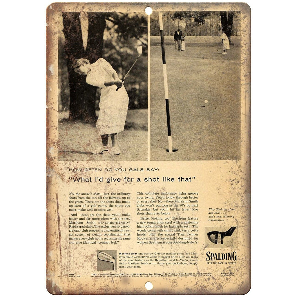 Spalding Golf Club Marilynn Smith Ad 10" x 7" Reproduction Metal Sign X110