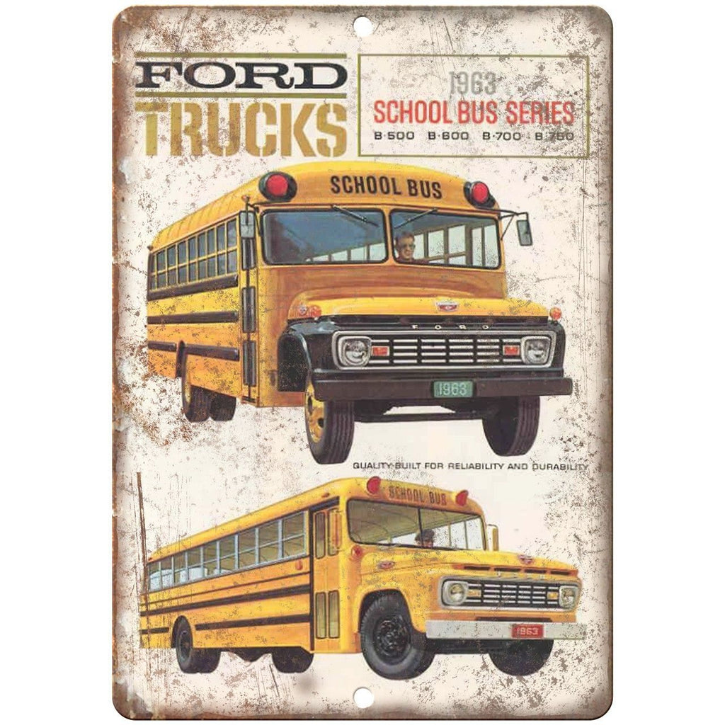 1963 Ford Truck School Bus Series 10" x 7" Reproduction Metal Sign A170