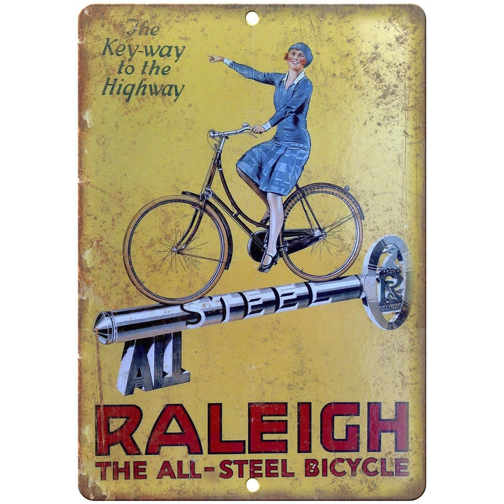 Raleigh All Steel Vintage Bicycle Ad 9" x 12" Reproduction Metal Sign B264