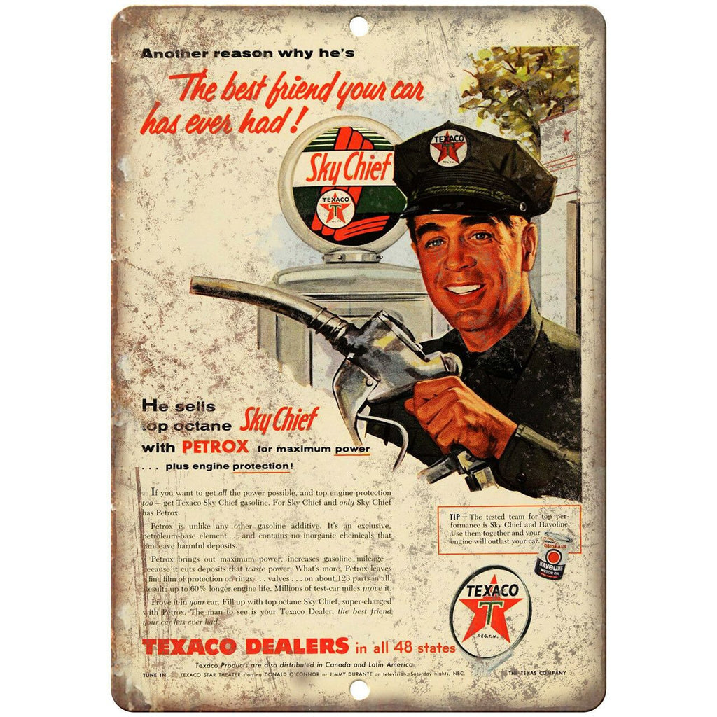 Texaco Dealer Motor Oil Vintage Ad 10" X 7" Reproduction Metal Sign A711