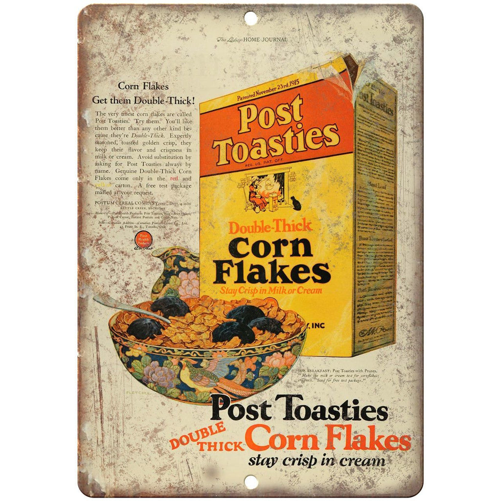 Post Toasties Corn Flakes Vintage Ad 10" X 7" Reproduction Metal Sign N280