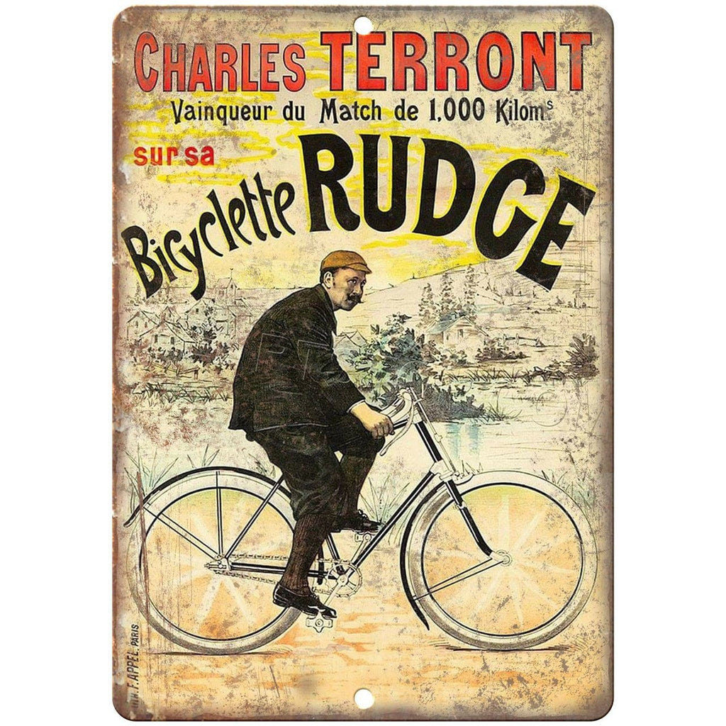 Rudge Bicycle Charles Terront Vintage Ad 10" x 7" Reproduction Metal Sign B237