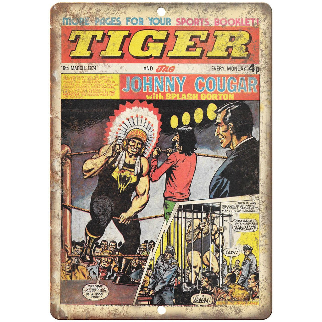 Tiger and Jag Comic Book Vintage Ad 10" x 7" Reproduction Metal Sign J645
