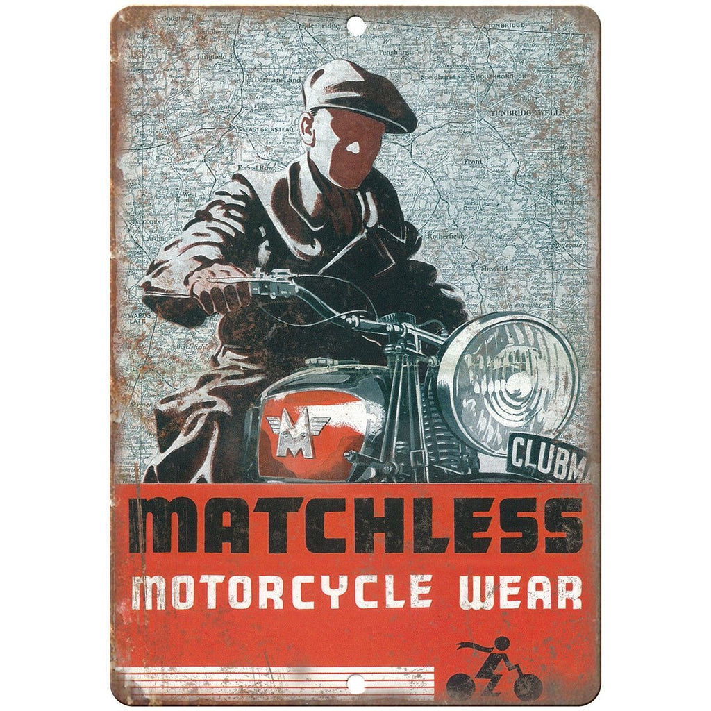 Matchless Motorcycle Wear Vintage Ad 10" x 7" Reproduction Metal Sign F44