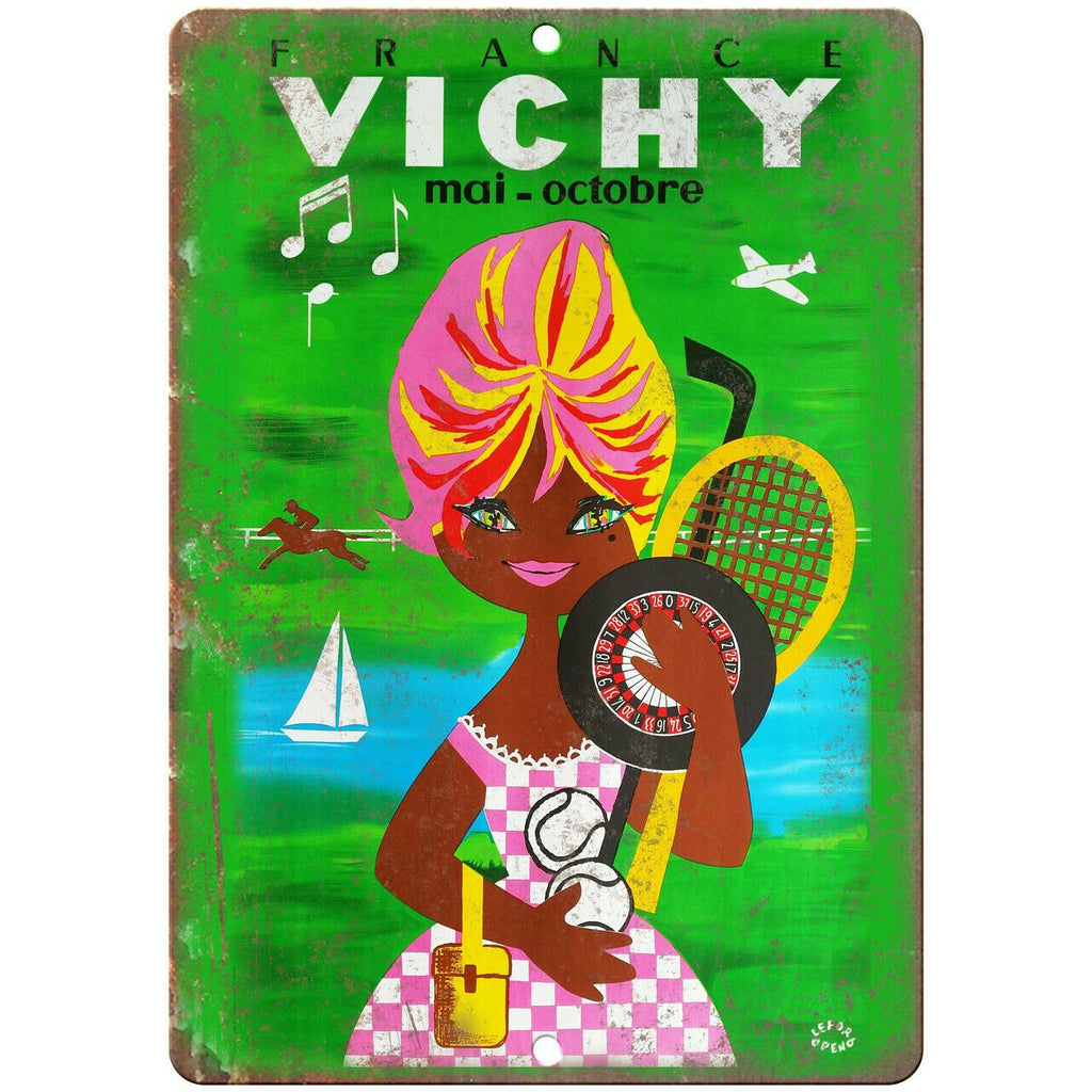 France Vichy Vintage Travel Poster Art 10" x 7" Reproduction Metal Sign T26