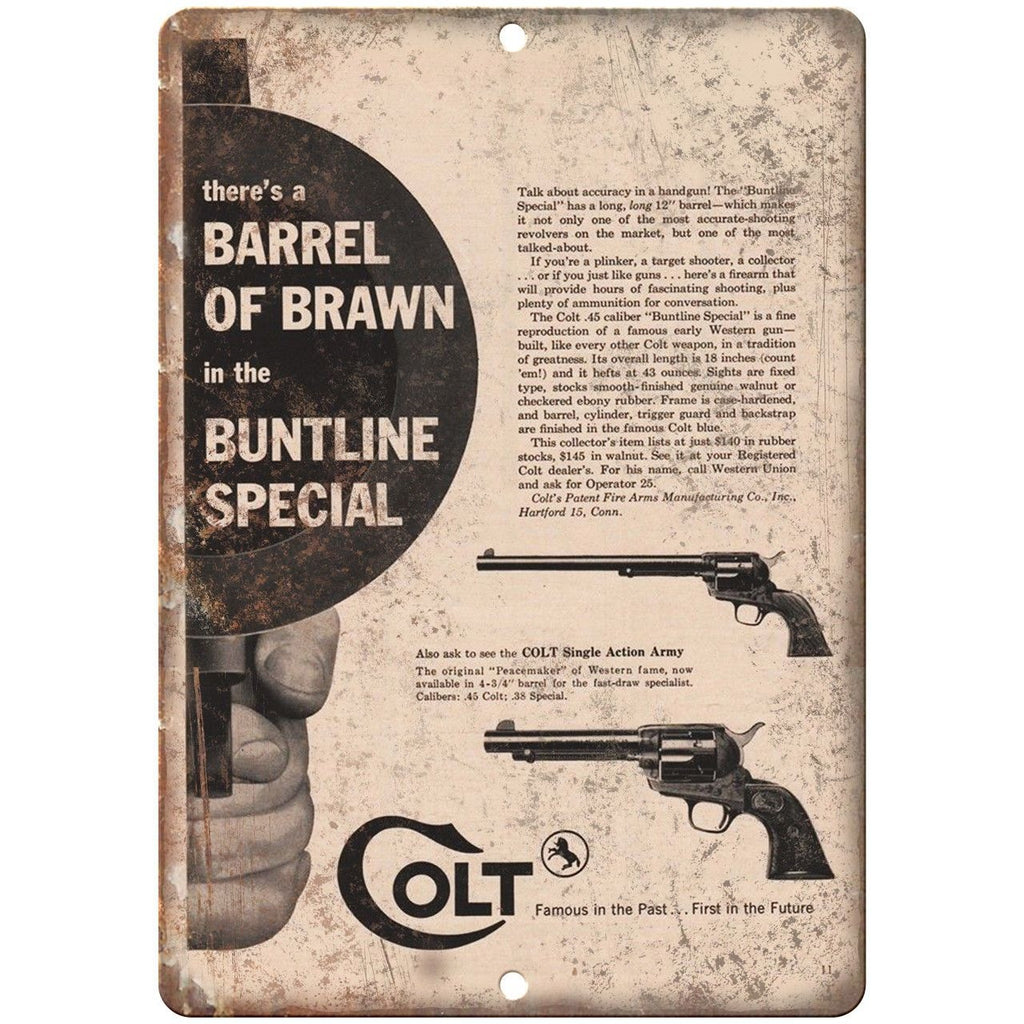 Colt Single Action Buntline Pistol 10" x 7" Reproduction Metal Sign