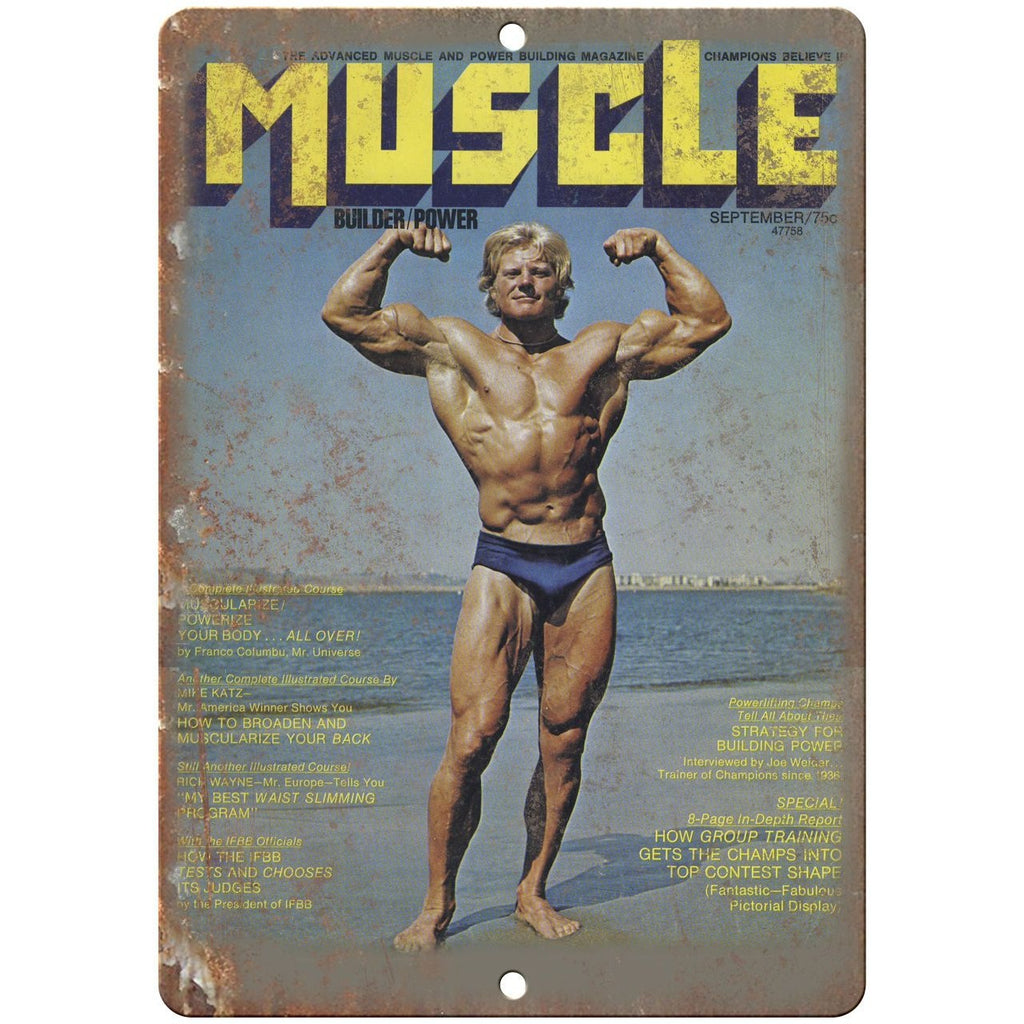 Muscle Magazine York Rogue Fitness Bodybuilding 10" x 7" Retro Look Metal Sign