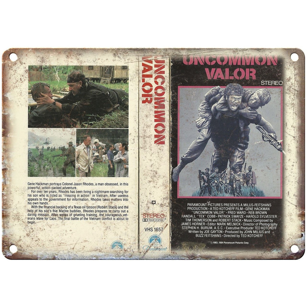 Uncommon Valor Paramount Video VHS Box Art 10" X 7" Reproduction Metal Sign V28