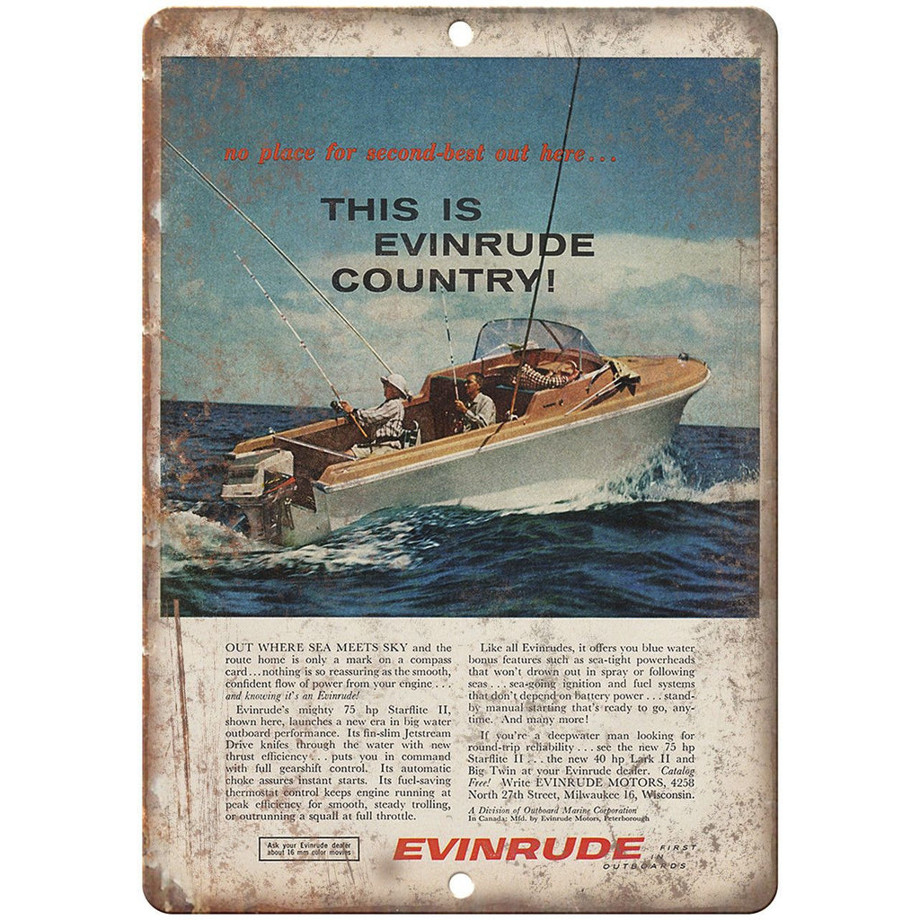 Envinrude Boating Vintage Ad 10" x 7" Reproduction Metal Sign L42