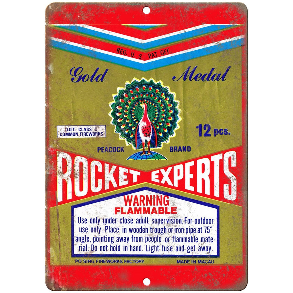 Focket Experts Firework Package Art 10" X 7" Reproduction Metal Sign ZD81