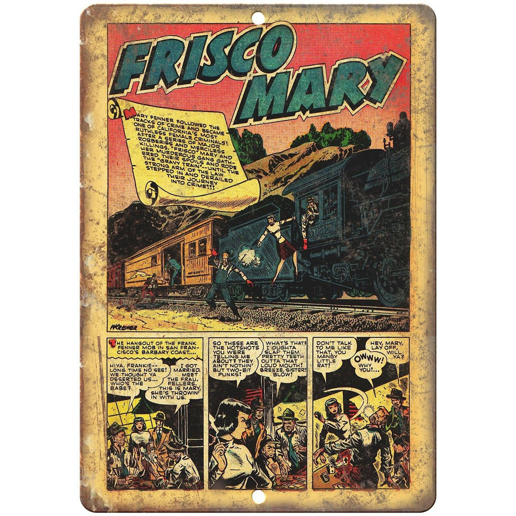 Frisco Mary Vintage Comic Strip Art 10" X 7" Reproduction Metal Sign J328