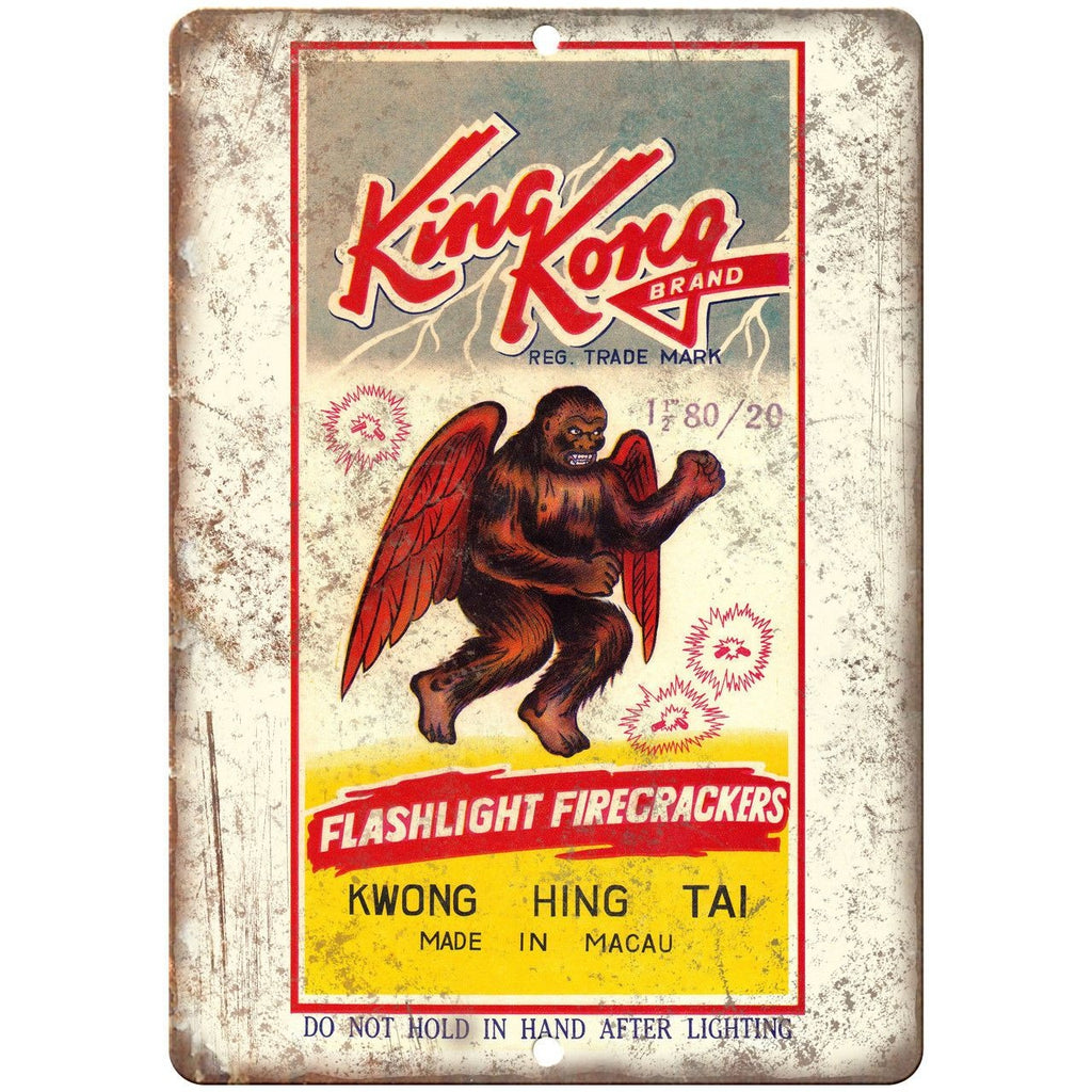 King Kong Brand Firecracker Packaage Art 10" X 7" Reproduction Metal Sign ZD59