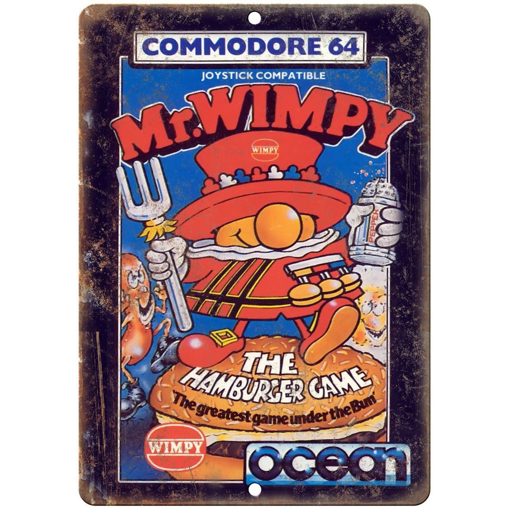 Mr Wimpy Ocean Video Game Commodore 64 10" x 7" Reproduction Metal Sign G159