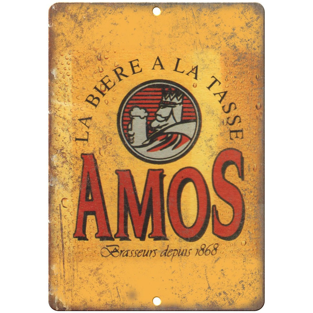 Amos Beer Vintage Man Cave D√©cor 10" x 7" Reproduction Metal Sign E247