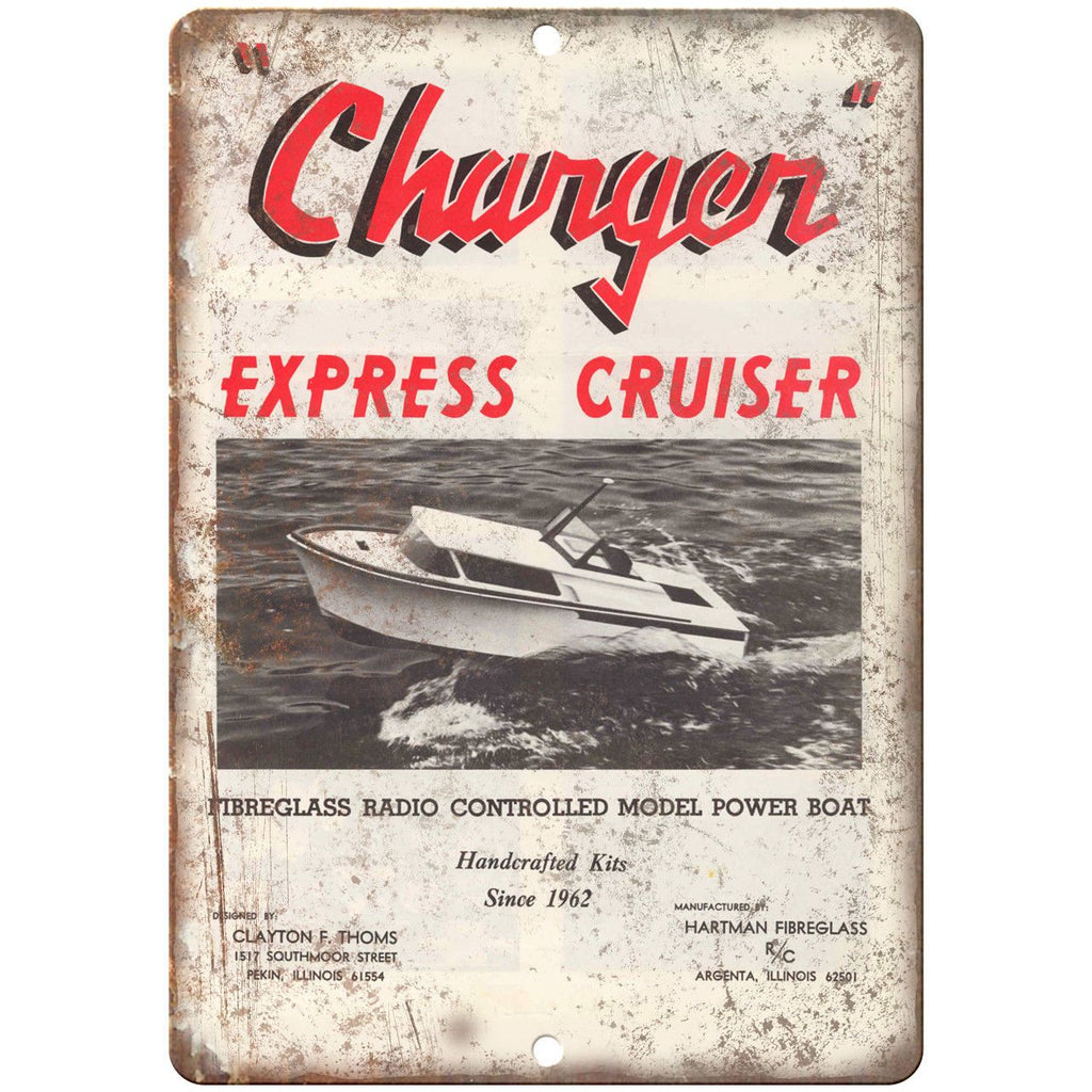 Charger Express Cruiser Boat Vintage Ad 10" x 7" Reproduction Metal Sign L47