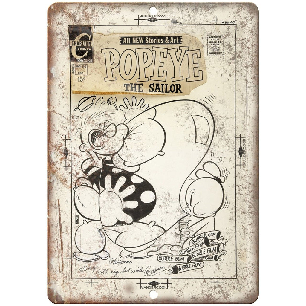 Popeye The Sailor Charlton Comics Ad 10" X 7" Reproduction Metal Sign J252