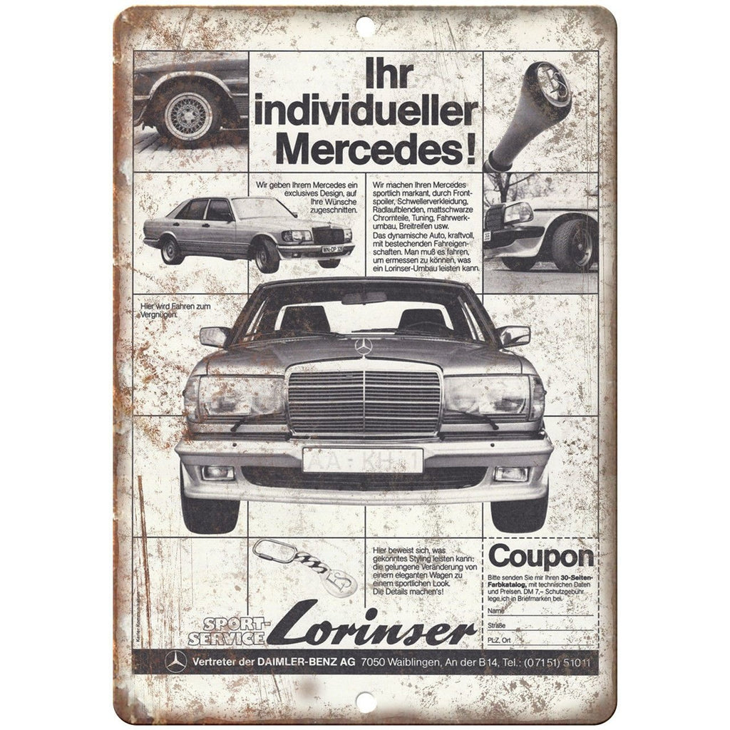 Mercedes Benz Vintage Automibile Ad 10" x 7" Reproduction Metal Sign A283