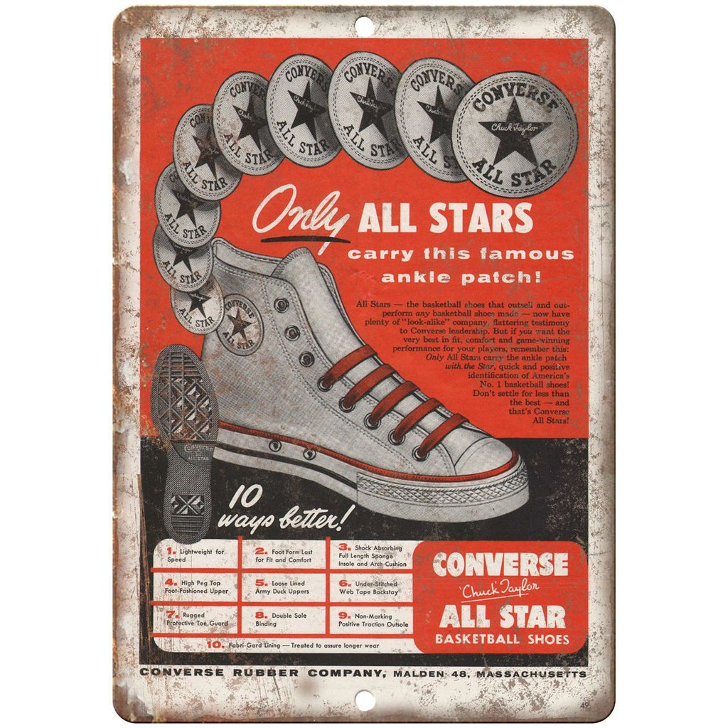 Converse All Star Chuck Taylor sneaker head 10" x 7" Reproduction Metal Sign