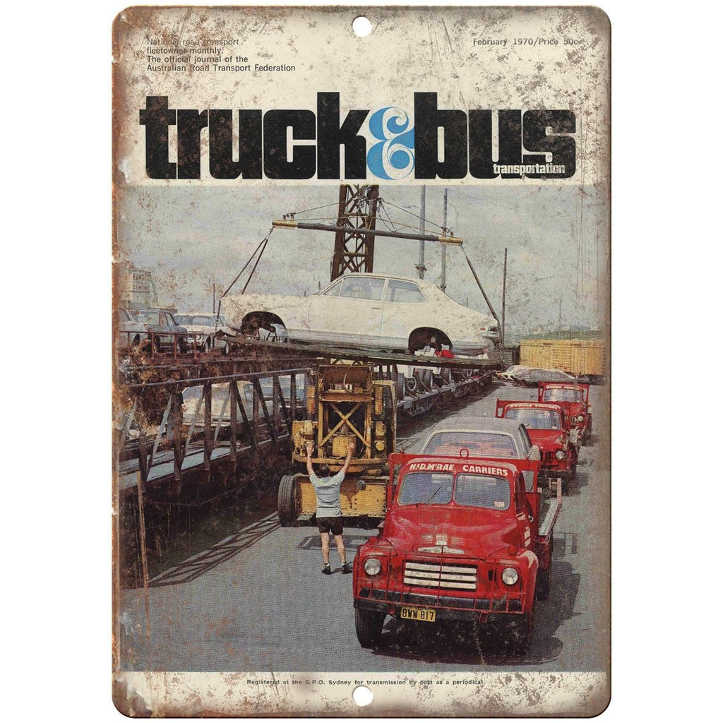 Truck & Bus Transportation Vintage Ad 10" x 7" Reproduction Metal Sign A172