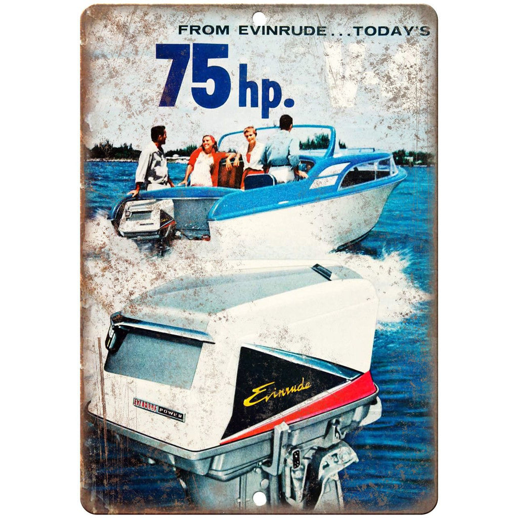 Evinrude Outboard Motor Boat Vintage Ad 10" x 7" Reproduction Metal Sign L97