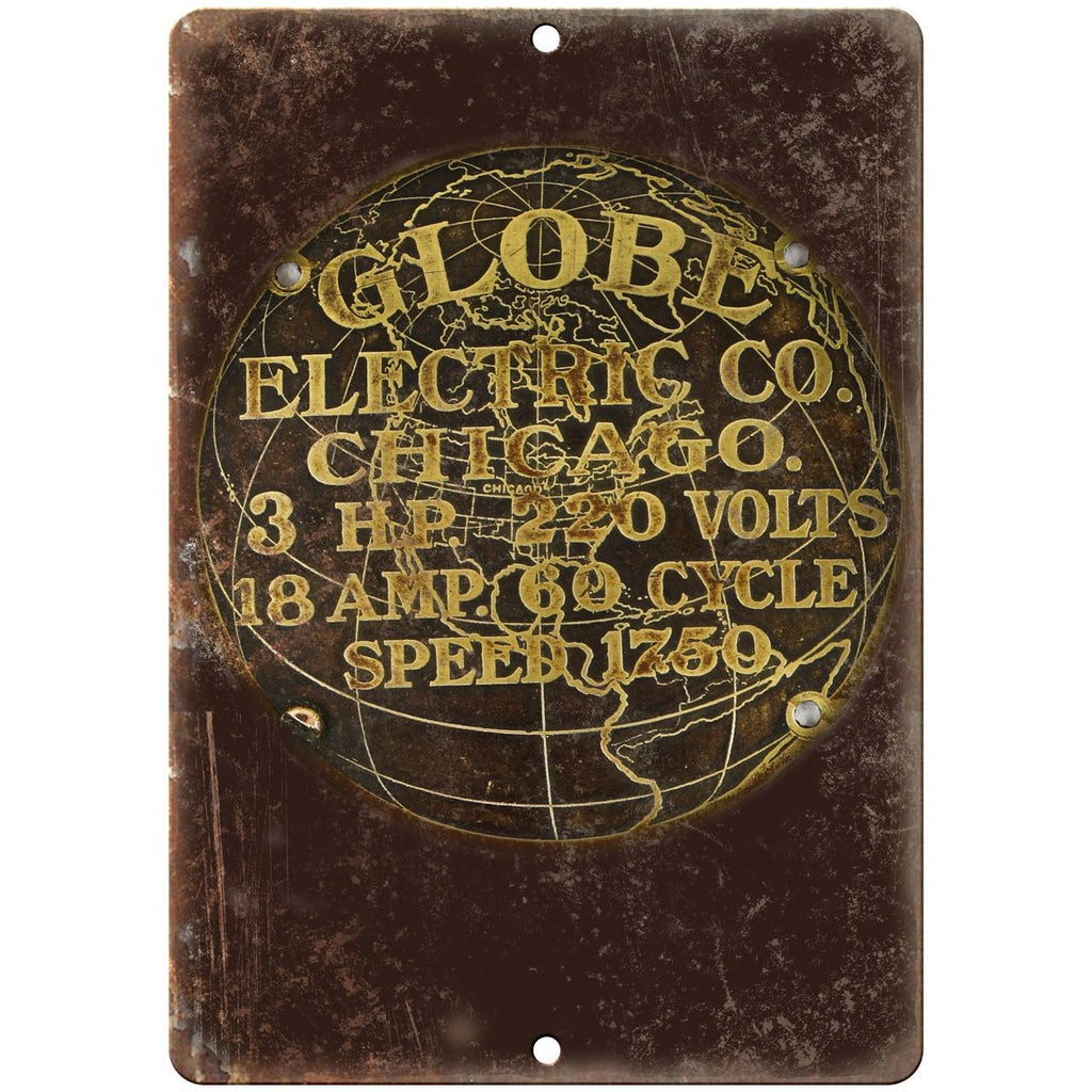 Porcelain Look Globe Electric Co. Chicago 10" x 7" Retro Look Metal Sign