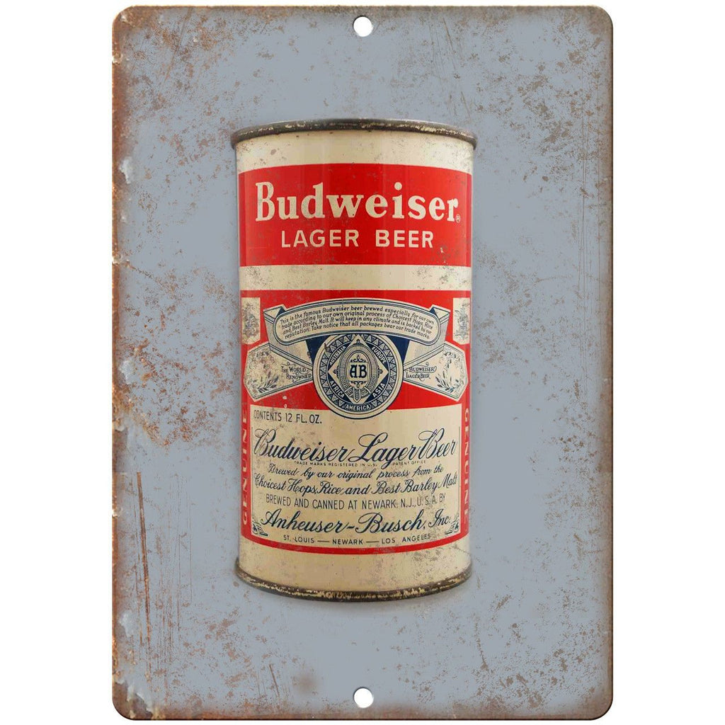 Budweiser Lager Beer Vintage Can Art 10" x 7" Reproduction Metal Sign E349