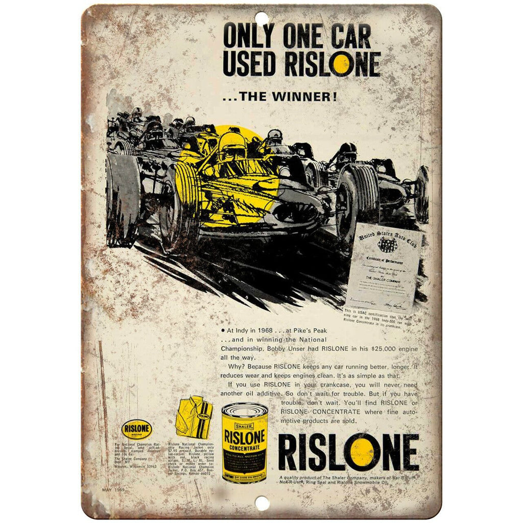 Rislone Concentrate Motor Oil Vintage Ad 10" X 7" Reproduction Metal Sign A922