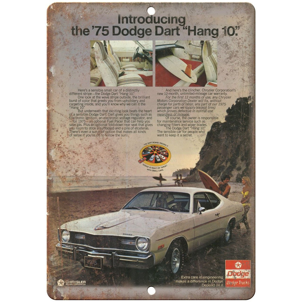 1975 dodge Dart Vintage Auto Ad 10" x 7" Reproduction Metal Sign A247