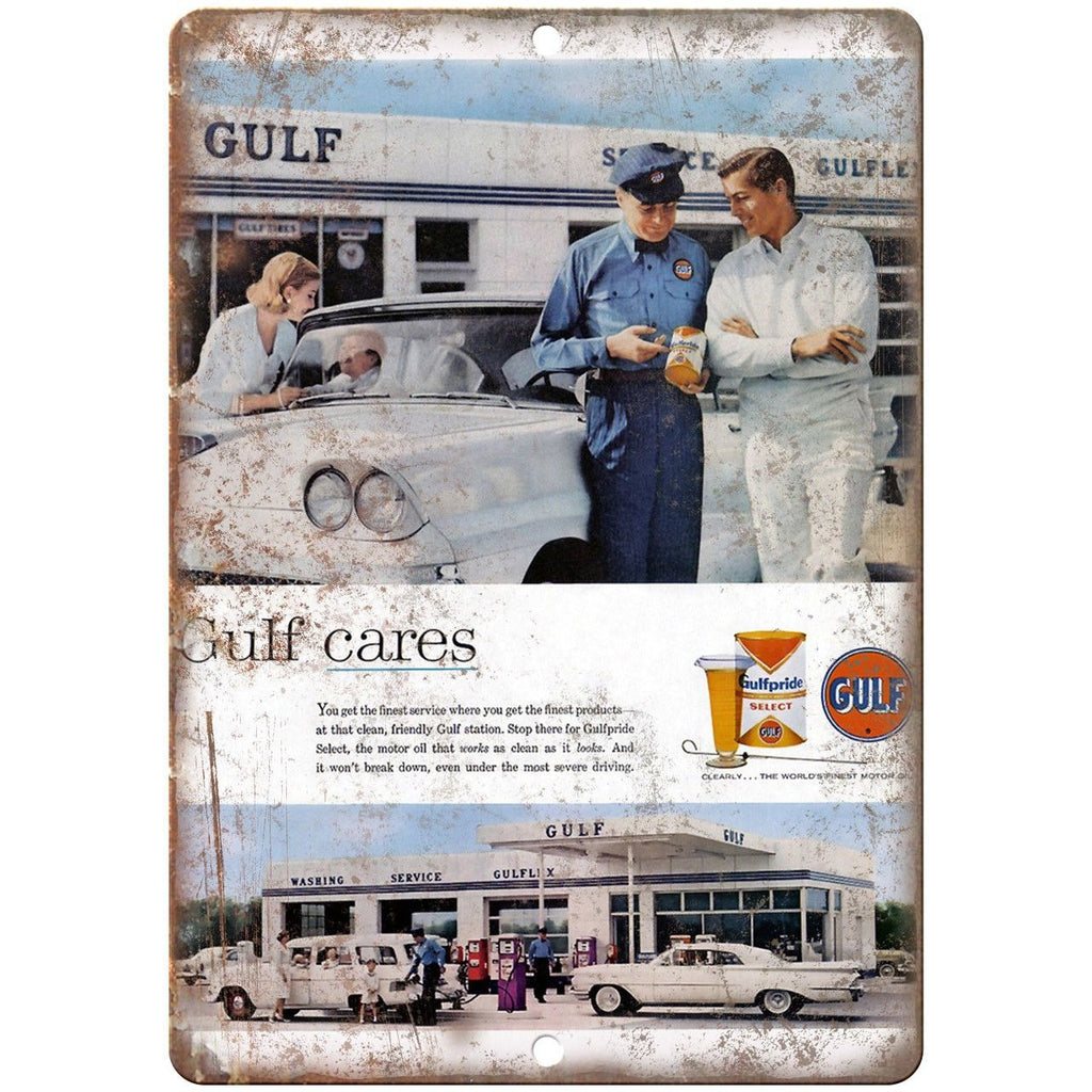 Gulf Motor Oil Gulfpride Select Vintage Ad 10" x 7" Reproduction Metal Sign A03
