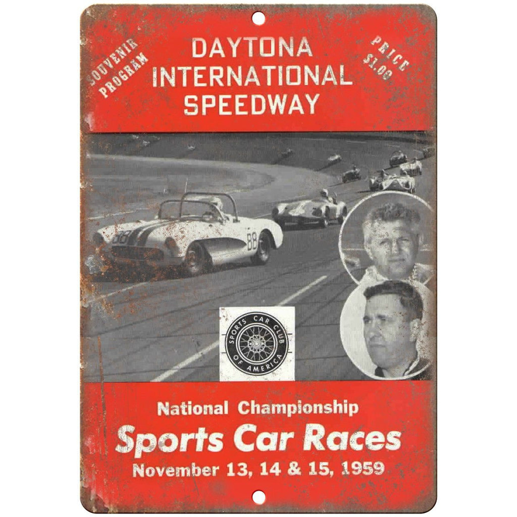 Daytona International Speedway Car Races 10" X 7" Reproduction Metal Sign A646