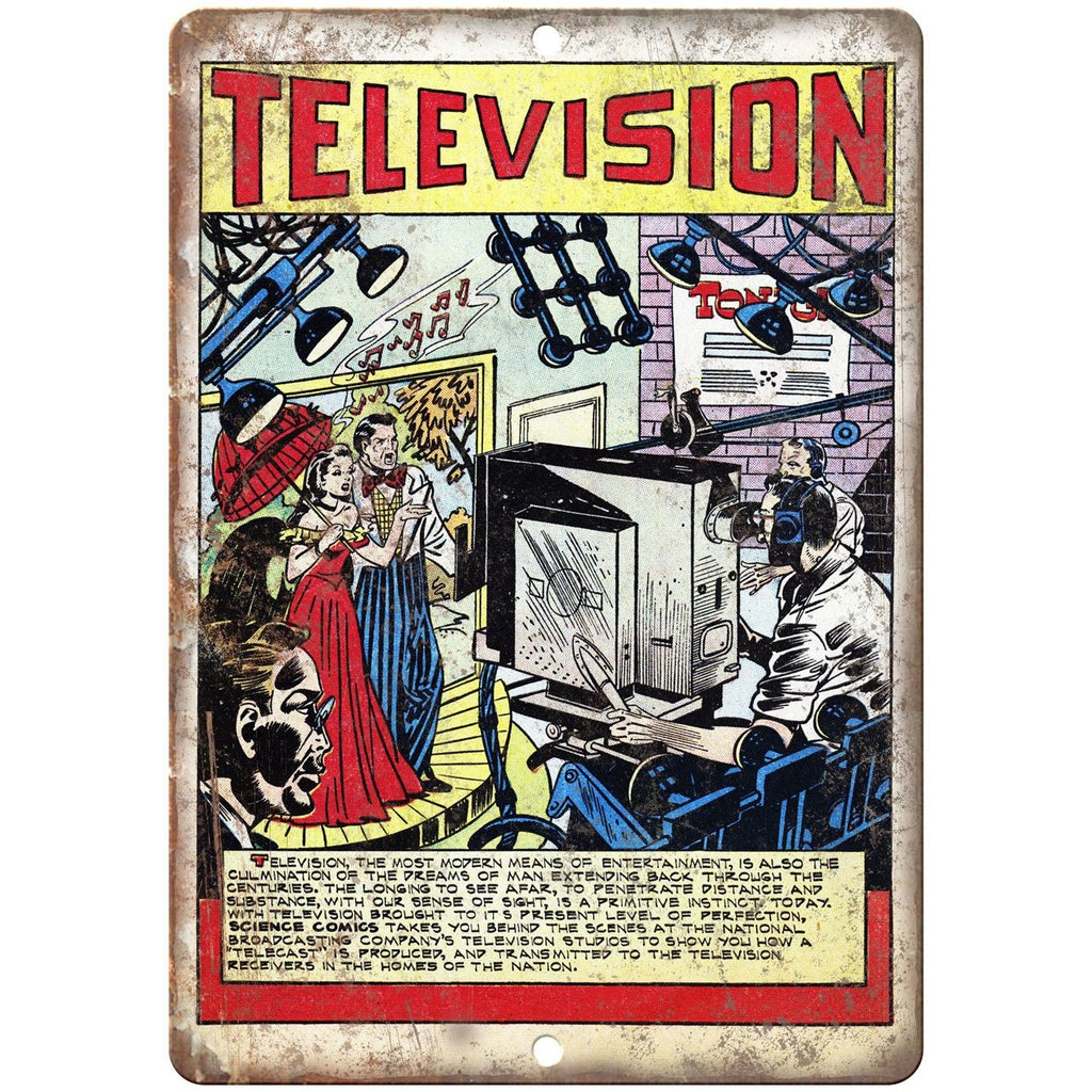 Television Ace Comic Cover 10" X 7" Reproduction Metal Sign J498