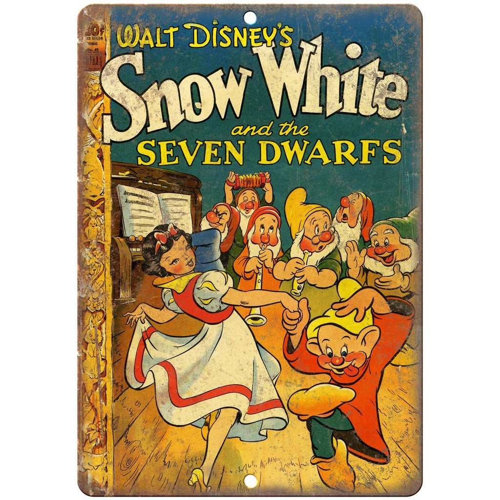 Snow White And The Seven Dwarfs 10" X 7" Reproduction Metal Sign J269