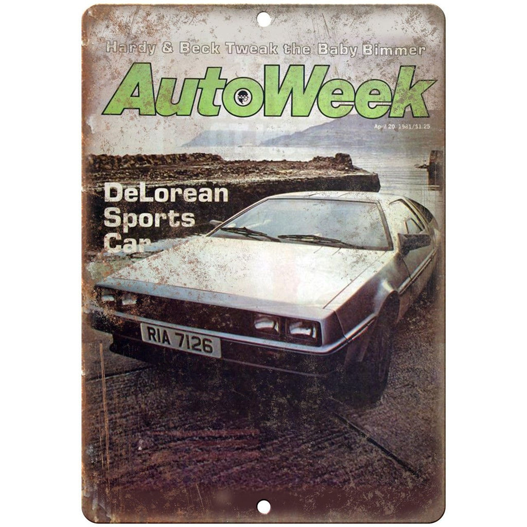 AMC DeLorean Vintage Autoweek Magazine 1981 - 10" x 7" Retro Look Metal Sign