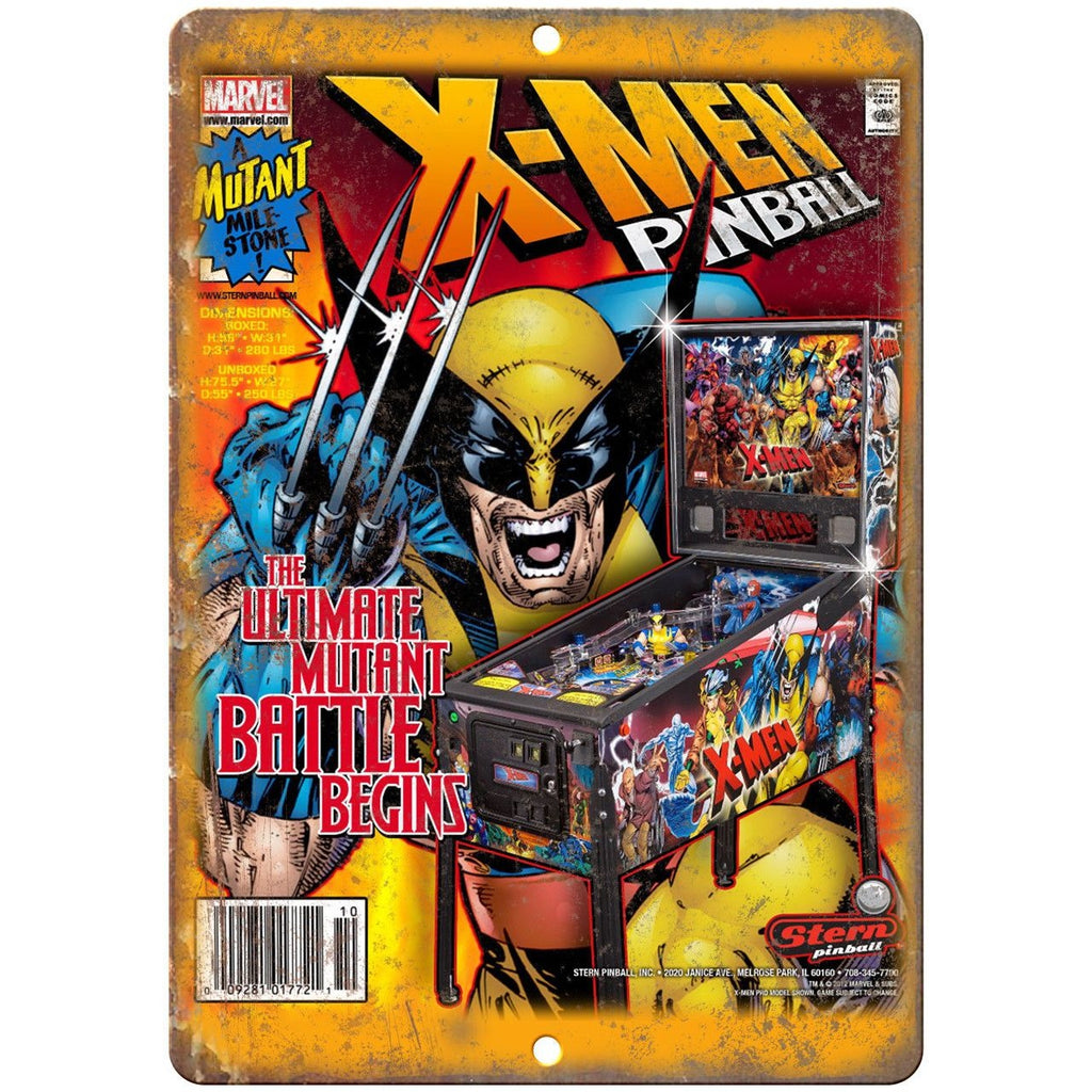 X-Men Pinball Machine Ad 10" x 7" Reproduction Metal Sign G206