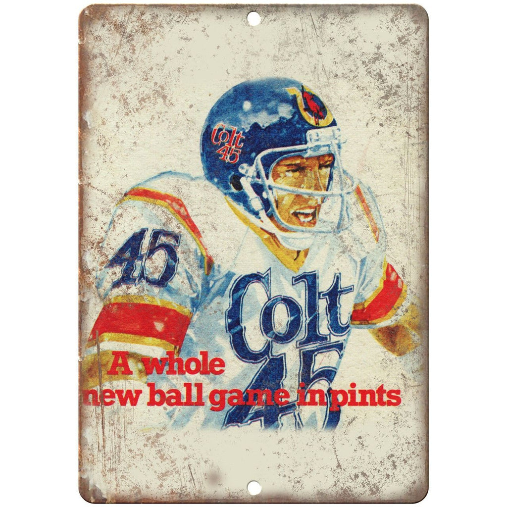 Colt 45 Beer Vintage Football Ad 10" X 7" Reproduction Metal Sign E187