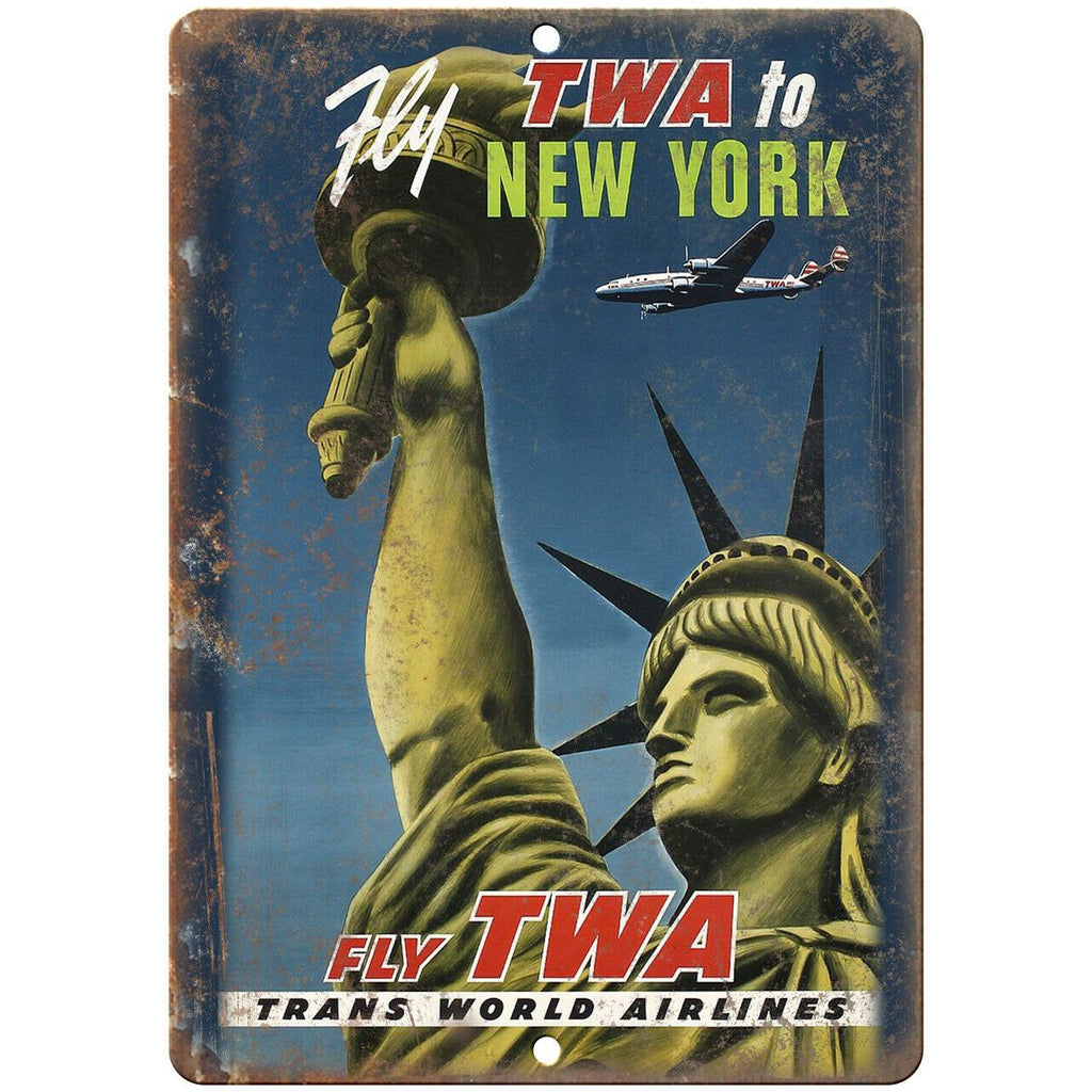 TWA Airlaines New York City Travel Poster 10" x 7" Reproduction Metal Sign T53